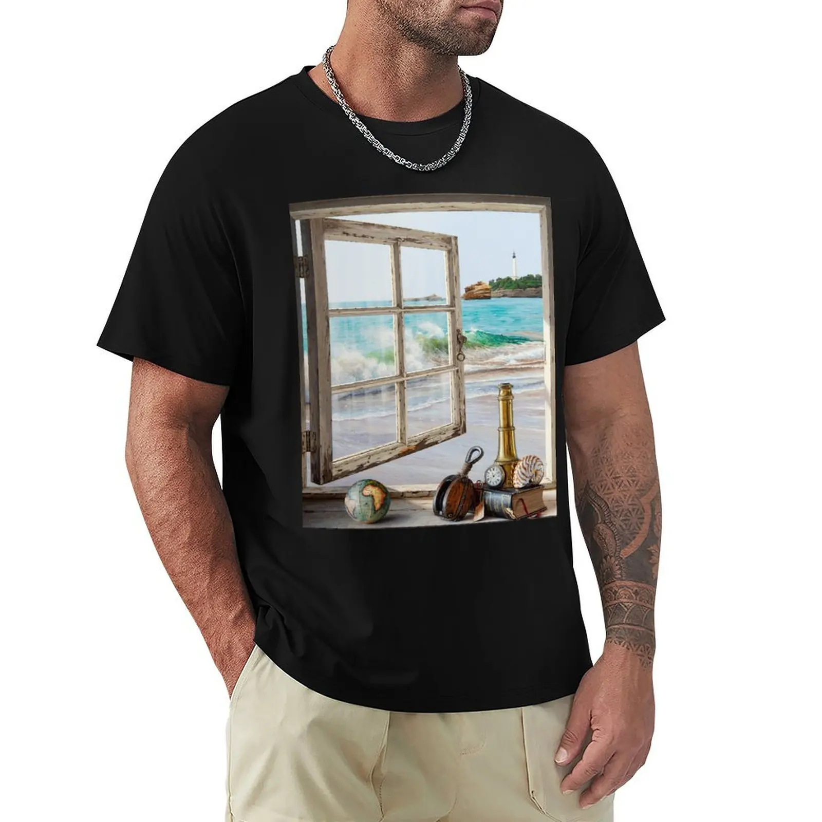 Camiseta con vista de lanzamiento de Biarritz, ropa de calle, ropa kawaii, camisas de verano 2025, gráfico para hombre