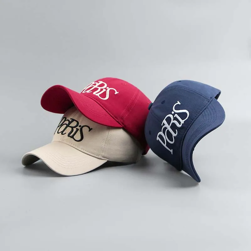 

High Quality Adjustable Men's Baseball Cap American Style Retro PARIS Letters Embroidery Women's Cap Spring Ins Style Visor Cap