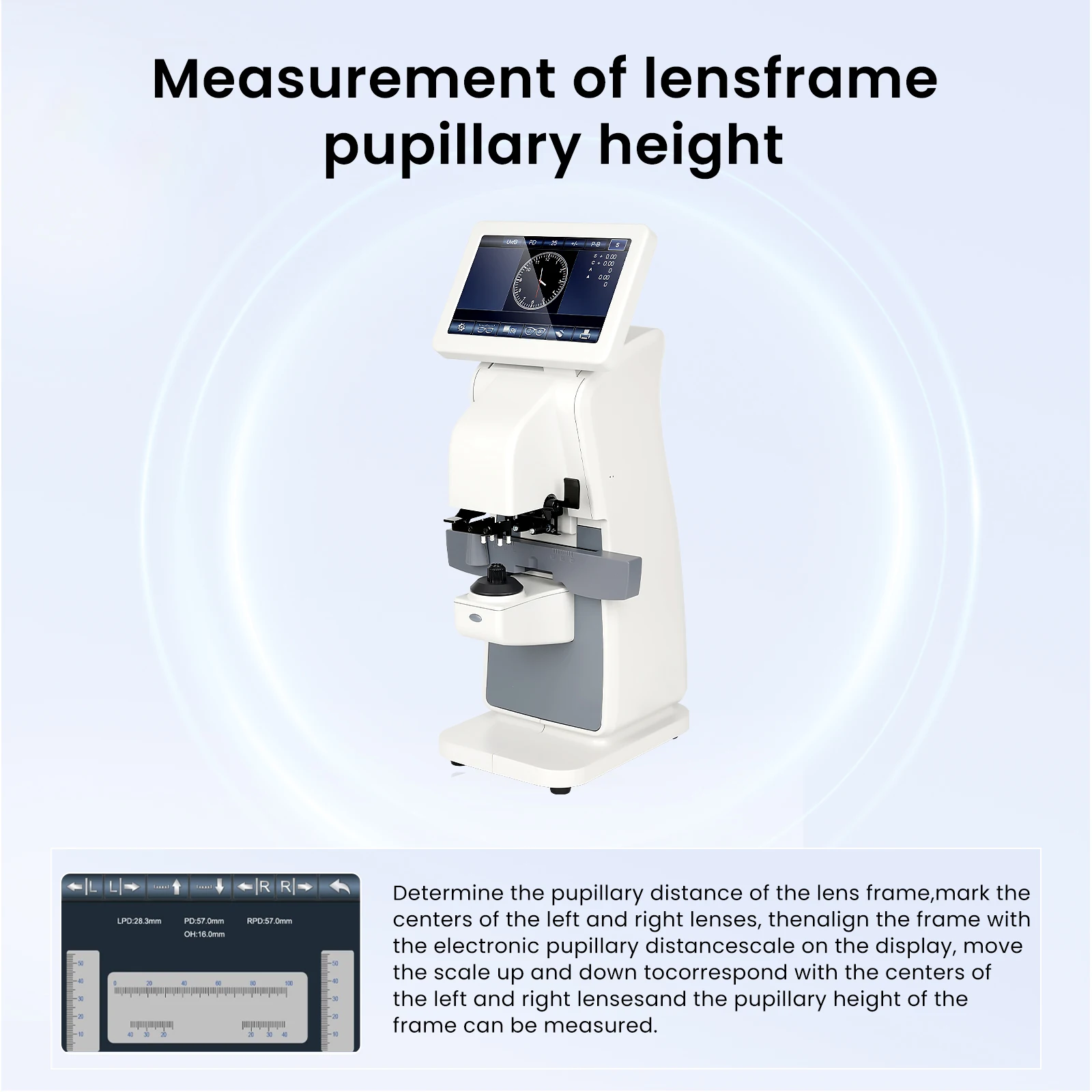 7 Inch Touch Screen Digital Auto Lensometer With Blue Green Light Test Professional Optical Optometry Equipment