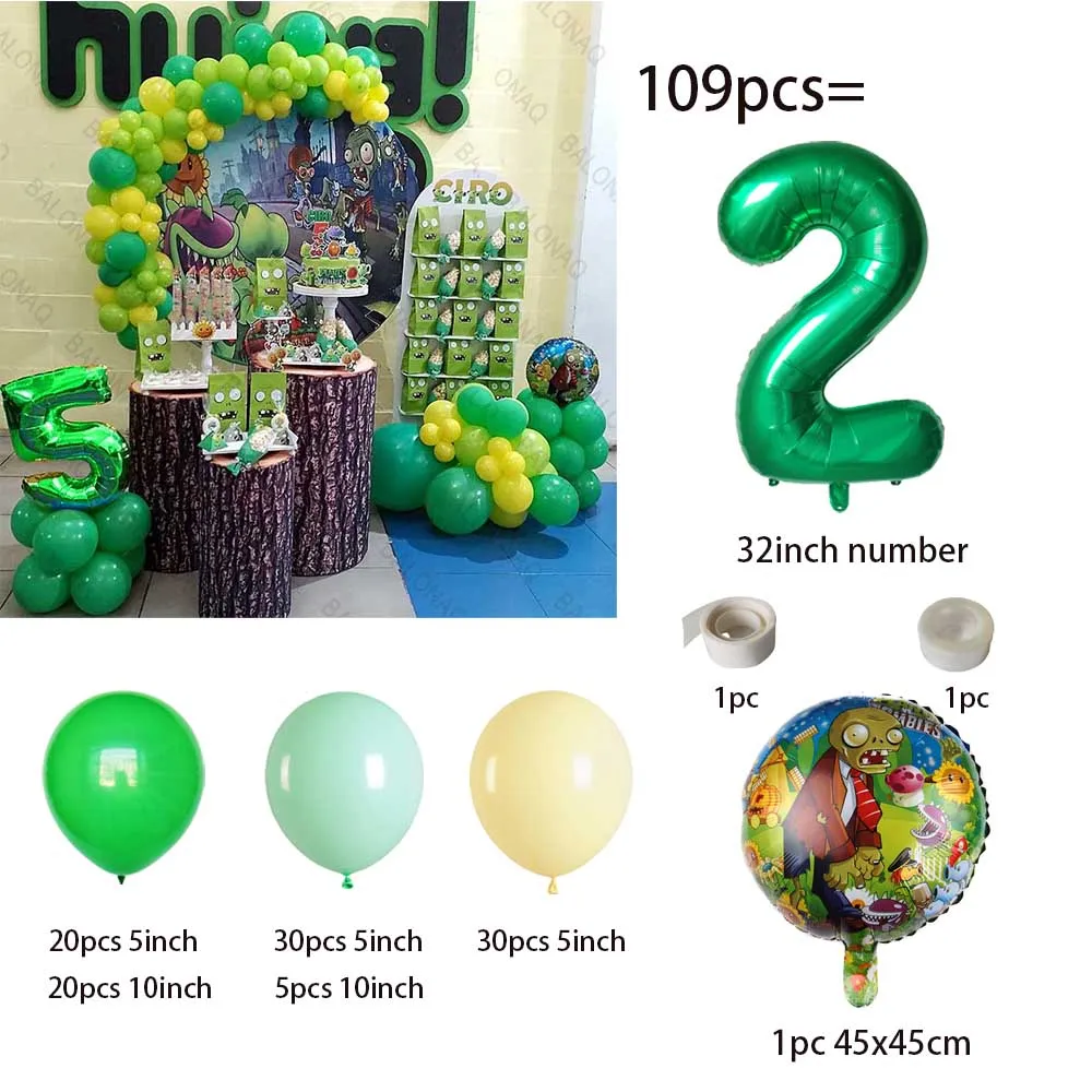 109pcs Plants vs. Zombies Aluminum film balloon cartoon anime figure Shape kids birthday decor party supplies baby shower globos