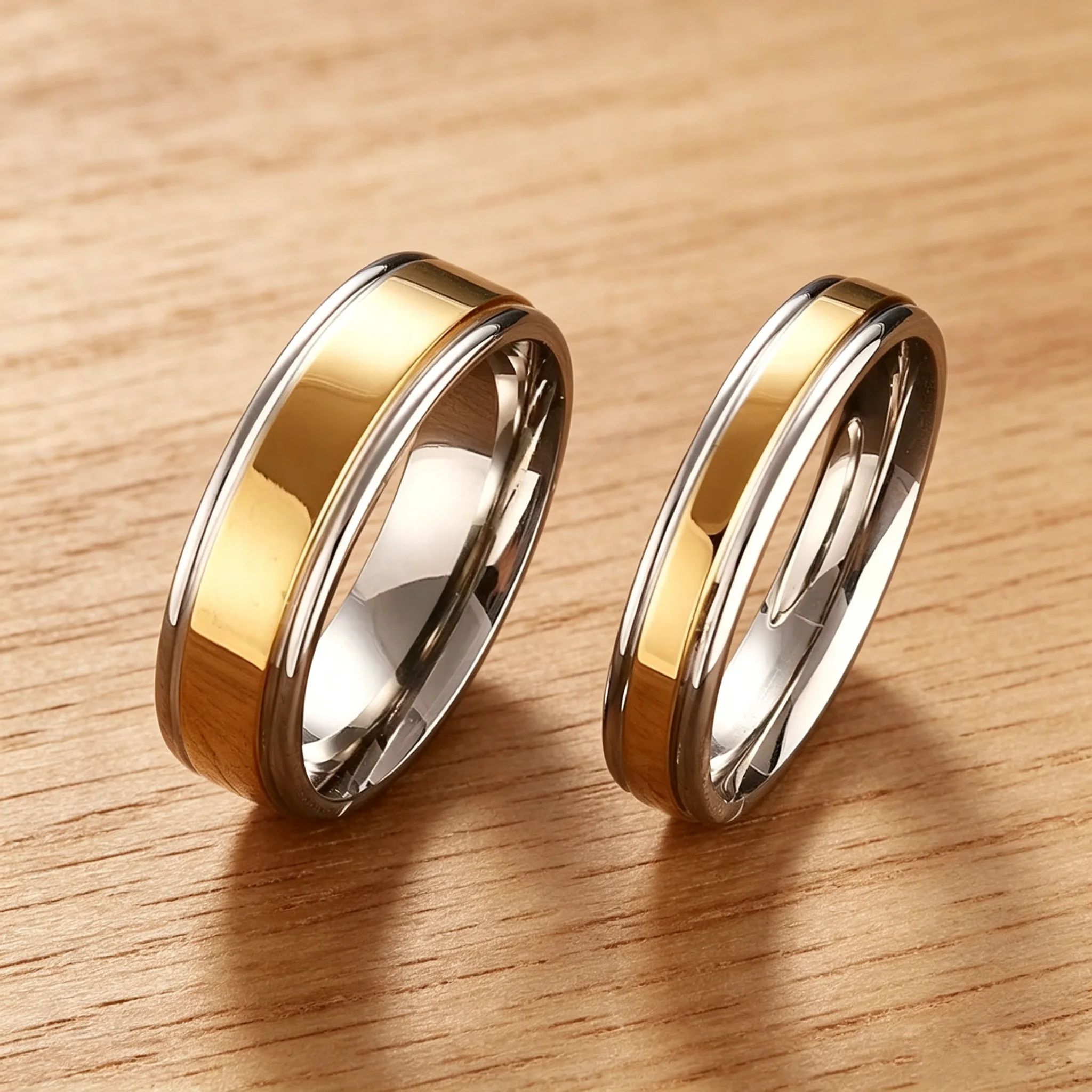 High Quality Titanium Ring For Couples.Exalted  Mirror Level Ring With Gold Wedding Stainless Steel Ring.Reveal Charm