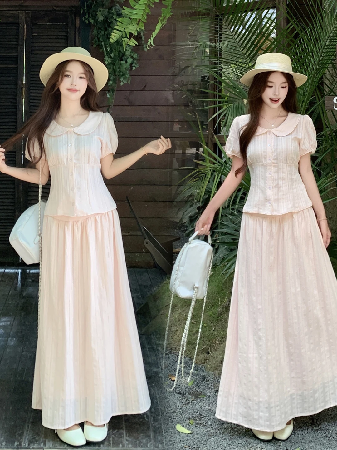 

Summer New Style Sweet Anti-Aging Loose Casual Shirt plus Size Fashionable Top Half Skirt Two-Piece Set for plus Size Women