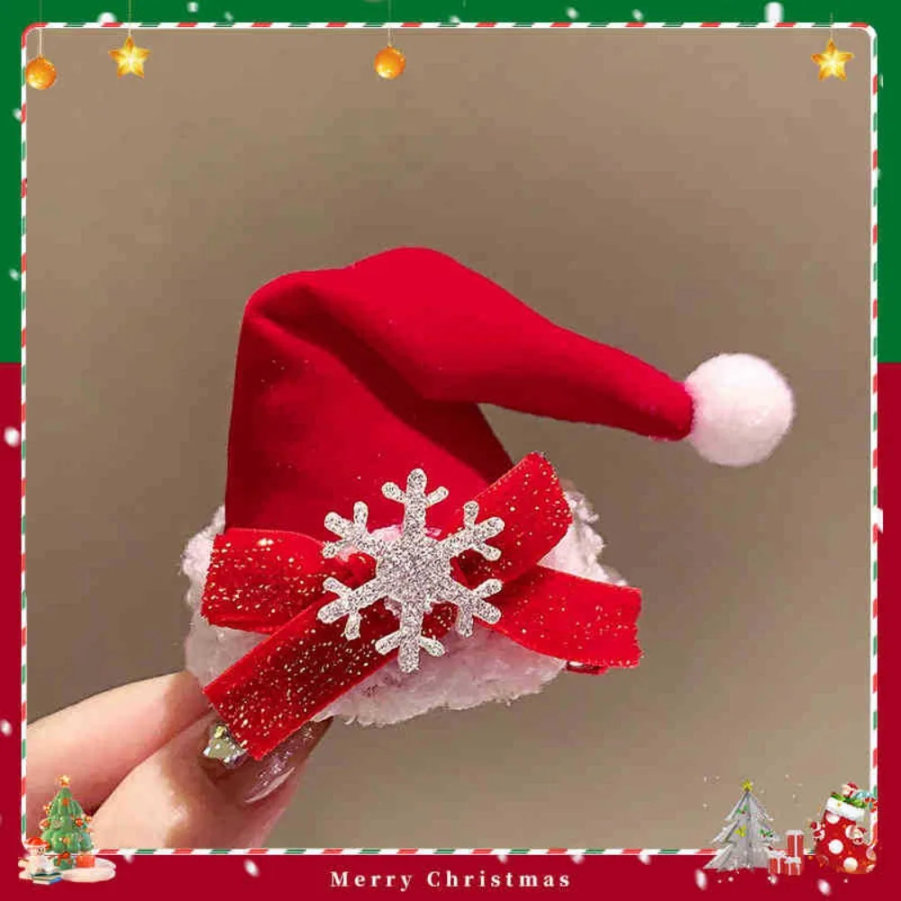 

Merry Christmas Decor Christmas Hat Hairpin Sequin Bowknot Children Deer antler Hair Clip Plush Santa Claus