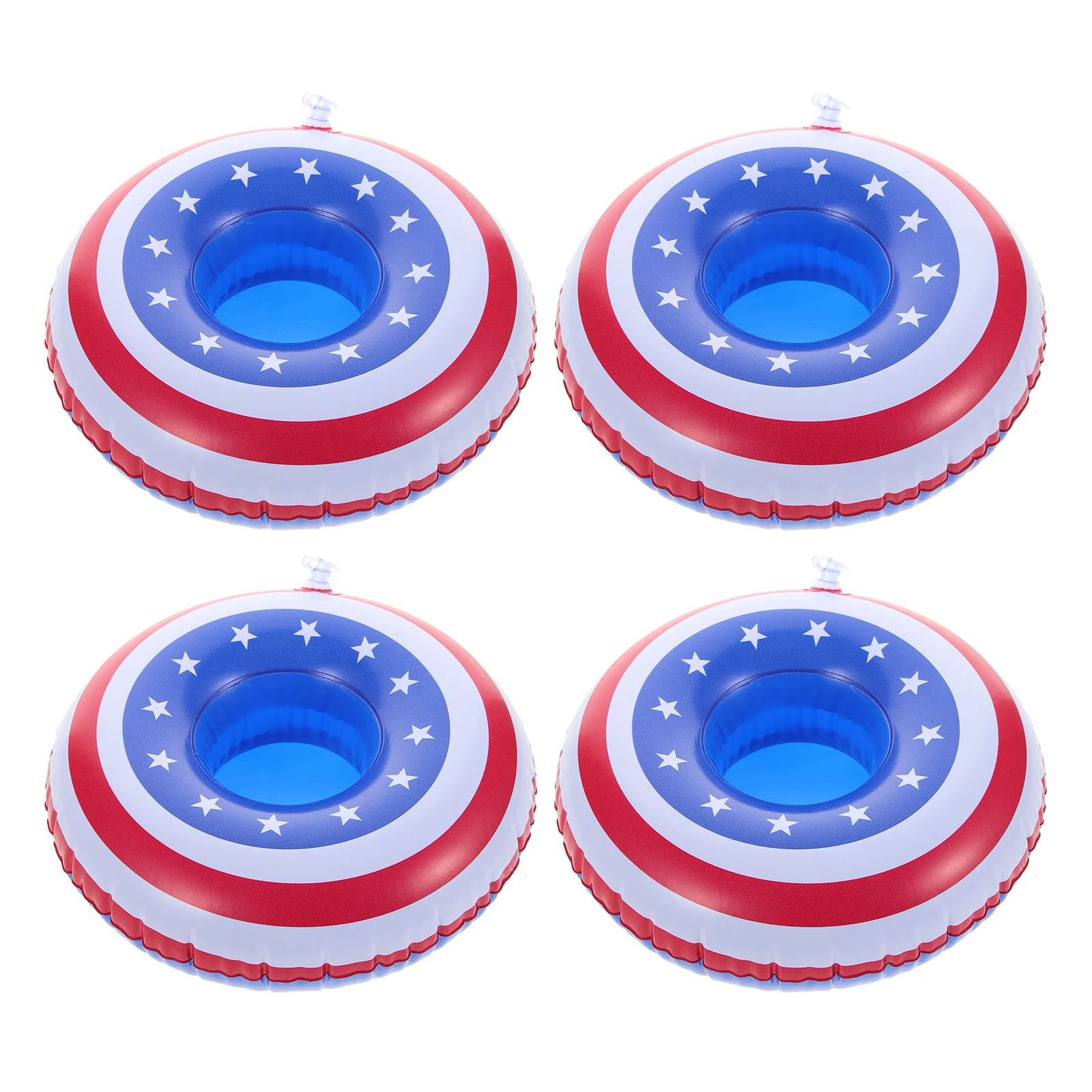 

4Pcs Floating Drink Holder Inflatable Pool Cup American Flag Design Tropical Party Accessories Inflatable Drink Holder