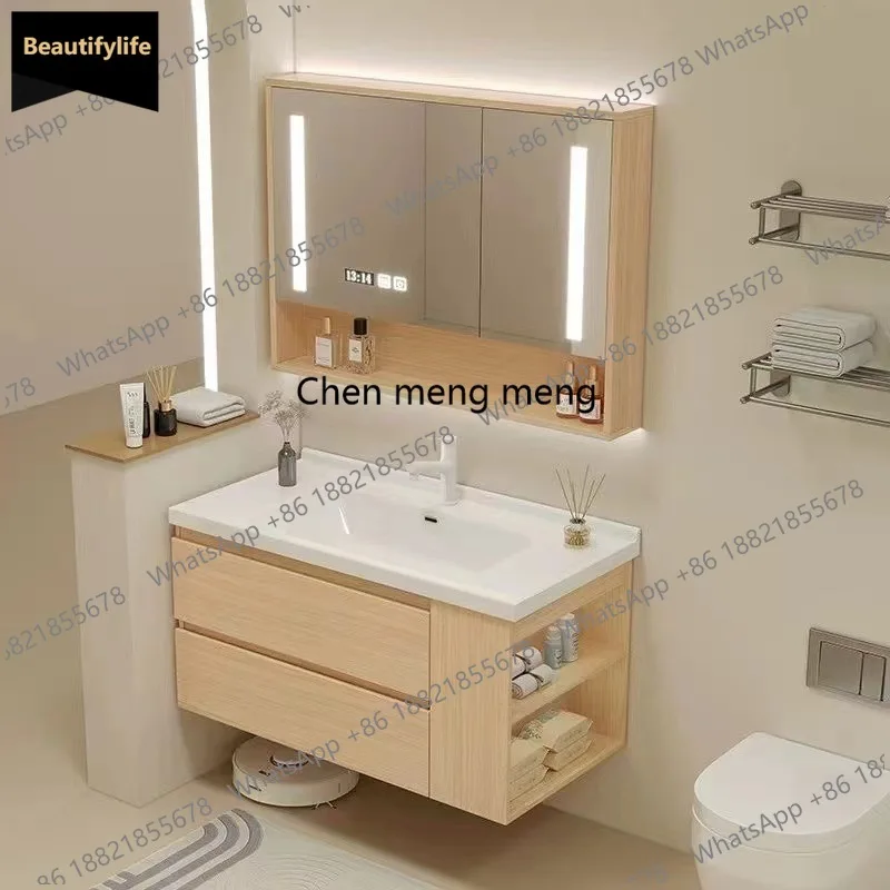 

C85 Floating Bathroom Vanity with Ceramic Integrated Sink Combo, Wall Mounted Storage Cabinet with 2 Drawers Faucet & Pop Up Dra