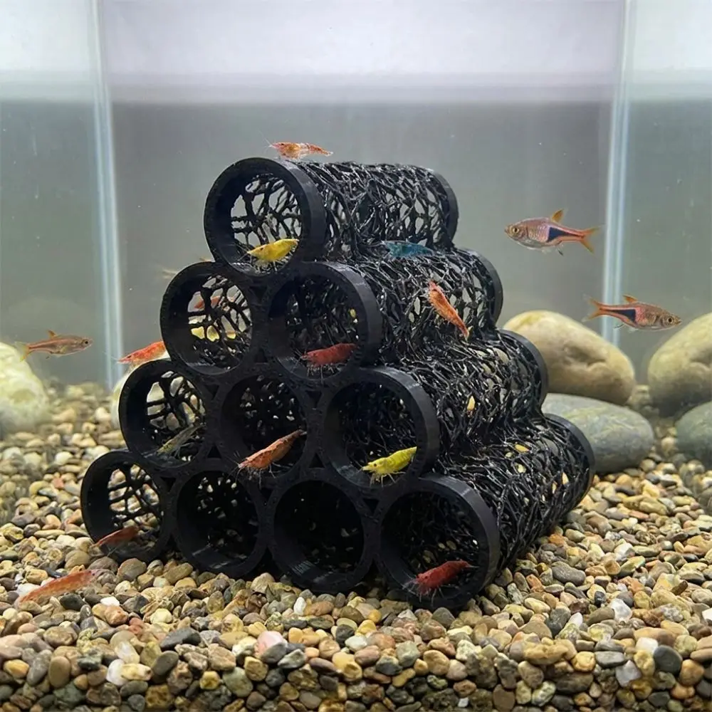 3-10 Holes Fish Shrimp Hideout Shelter 3D Printed Hollow Out Aquarium Underground Cave Multi-Tube Breathable