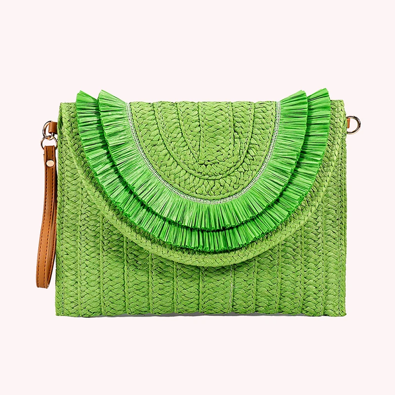 Raffia Straw Weaven Bags Fashion Ladies Wrist Clutches Summer Women Shoulder Crossbody Bags Handmade Handbags Purse Beach Bag