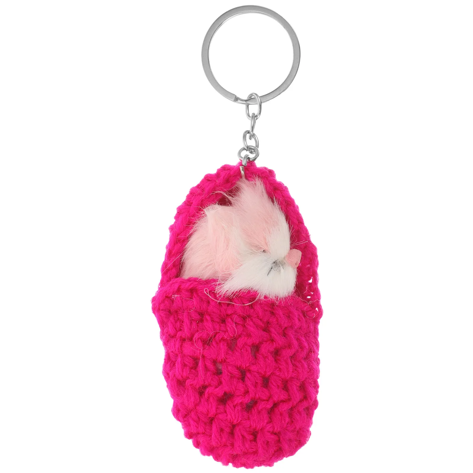 

Cat Keychain Rose Red Soft Material Sleeping Cat Purse Hanging Keychain Bag Pendant Keyring Decoration Bag Charm for Backpack