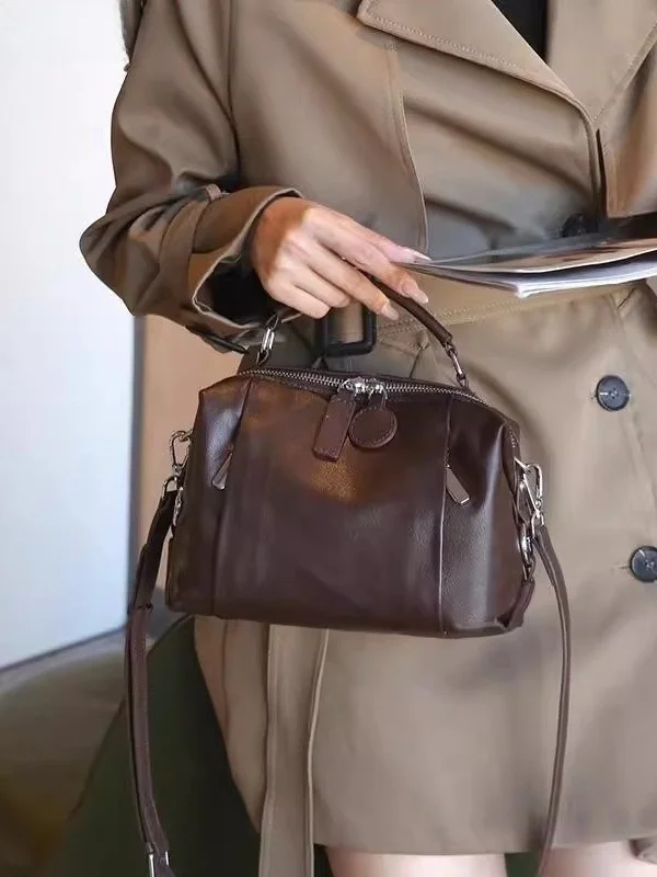 

ITSK Genuine Leather Handbag Women's Commuter Pillow aped oulder Bag Large Capaci Handbag Tannery Cowhide Crossbody Bag