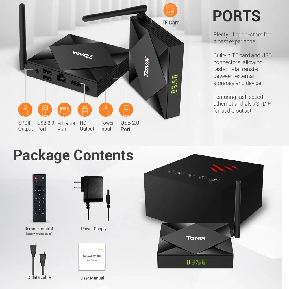 التخليص Tanix TX6S Android 10.0 TV Box 4G 32G Allwinner H616 Dual WiFi Bluetooth 8K HD الذكية فك التشفير مشغل الوسائط