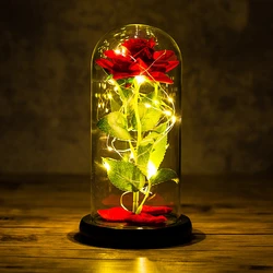 Fairy Eternal Rose LED Light Flower Night Lights Valentines Day Gifts Lamp Decor for For Christmas Home Bedroom Wedding Gift