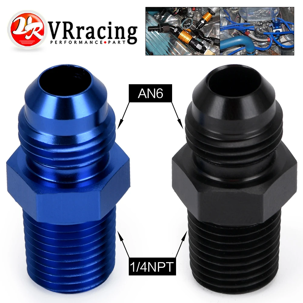 VR - (AN6-NPT1/4) AN6 to 1/4 NPT Straight Adapter Flare Fitting auto hose fitting Male VR-SL816-06-04-011