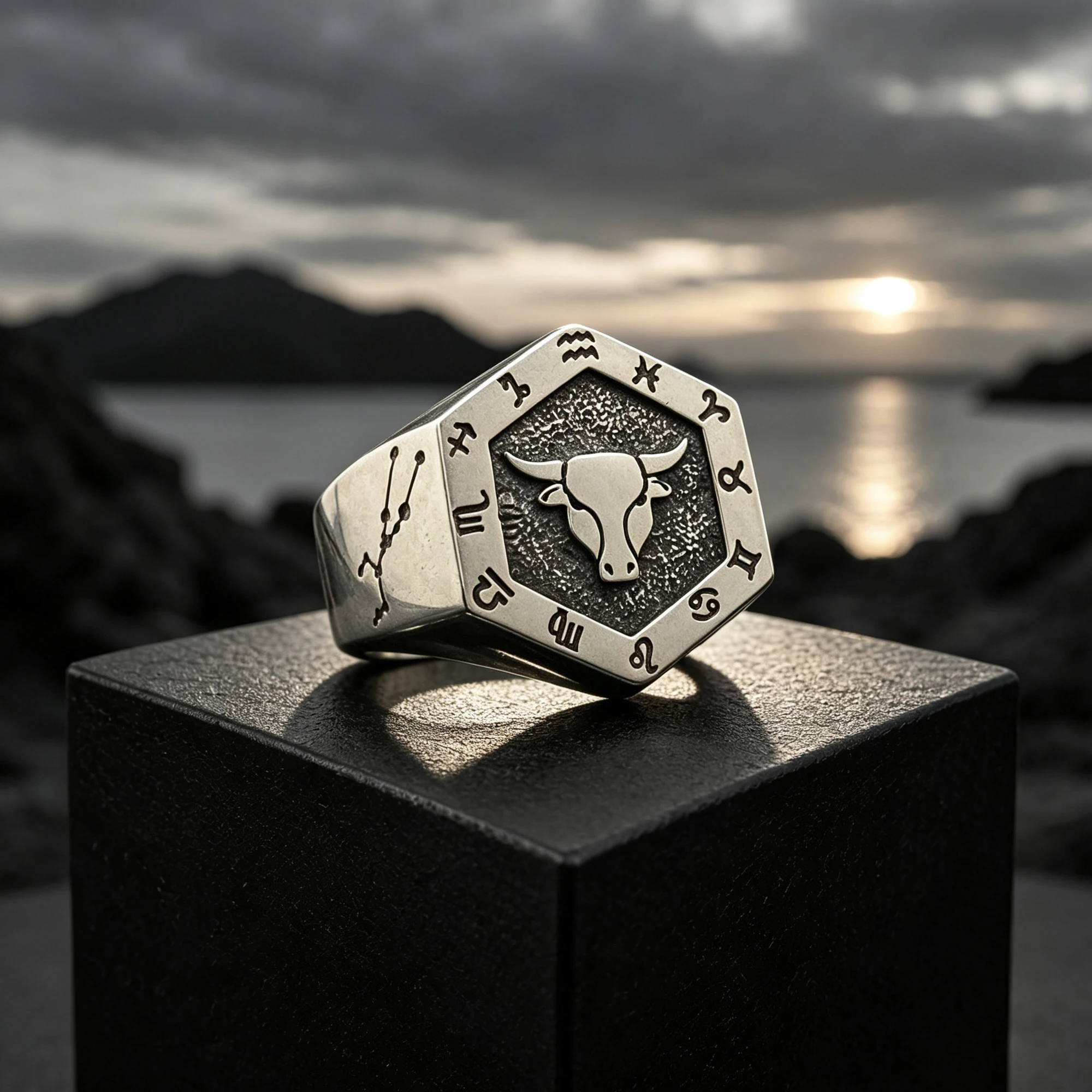 S925 Sterling Silver Adjustable Taurus Zodiac Signet Ring Unisex Astrology Horoscope Constellation Band Birthday Gift