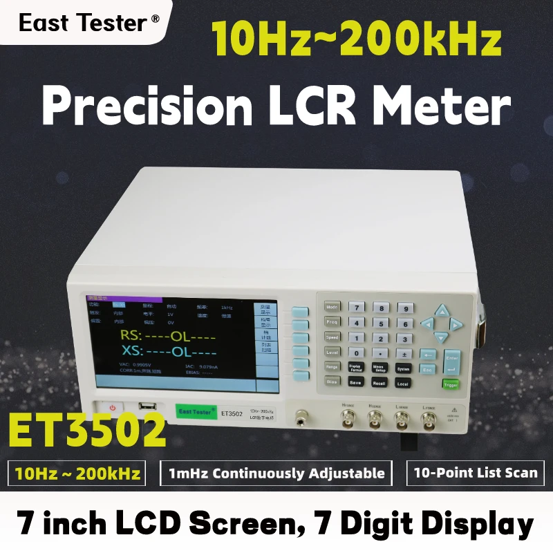 East Tester LCR Benchtop Digital Bridge 100kHz-1MHZ Desktop Capacitance Resistance Inductance Tester Meter ET3501 ET3502 ET3510