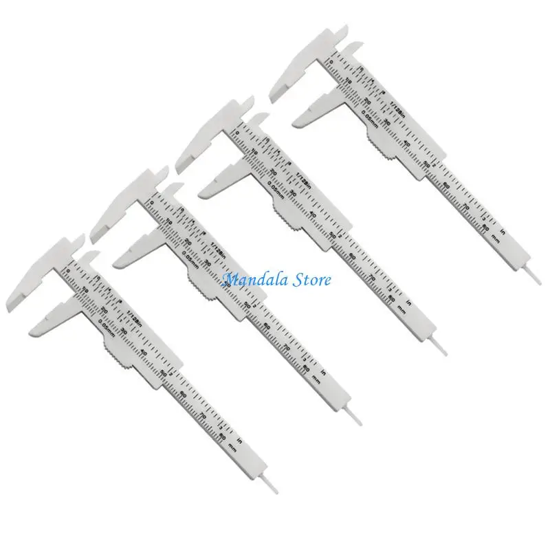 U2JC Mini Double Scale Plastic Verniers Calipers Rulers Measuring Tool 0-80mm 3 inches