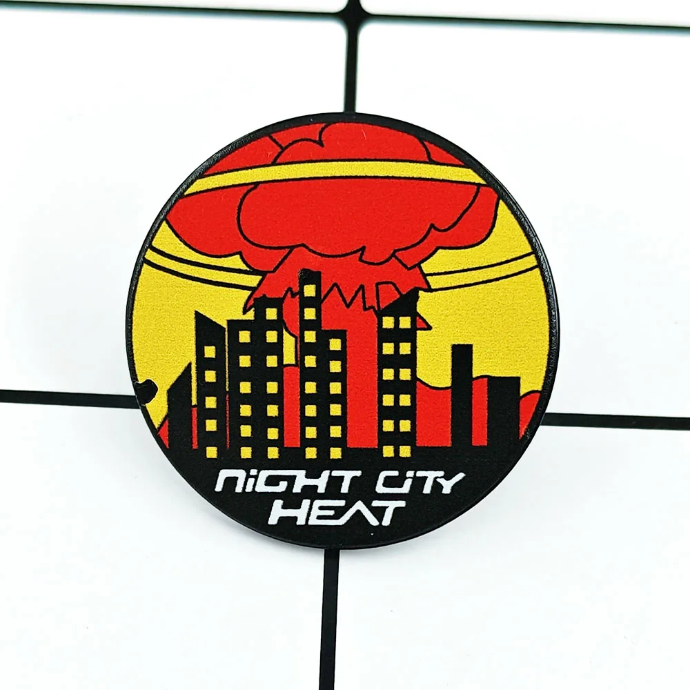 Night City Heat Brooch Mushroom Cloud Explosion City Badge Classic Game Peripherals City Themed Metal Pin Game Players Collect