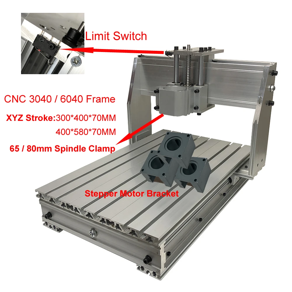 Aluminum CNC 3040 6040 Frame Kit Limit Switch 1605 Ball Screw DIY CNC Router Milling Engraving Machine 3pcs Stepper Motor Holder