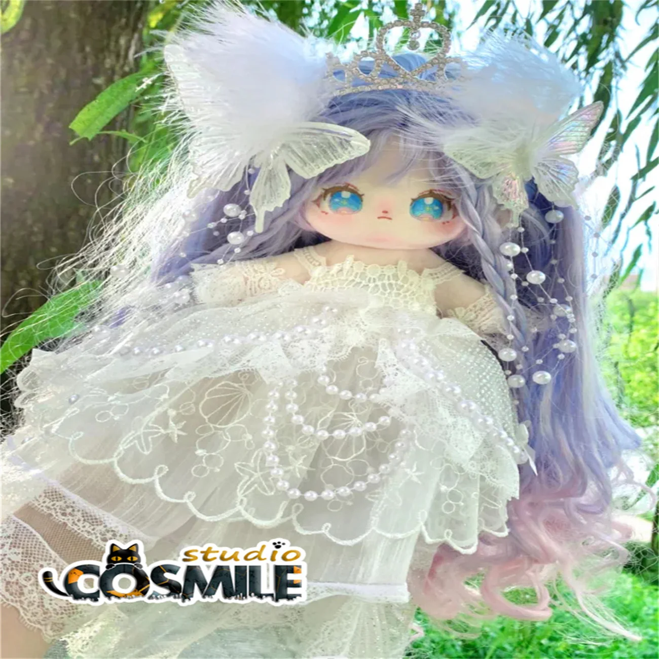 

White Butterfly Bride Lolita Wedding Dress Costume Stuffed Plushie 20cm Plush Doll Stuffed Clothes Plushie Clothing TPP