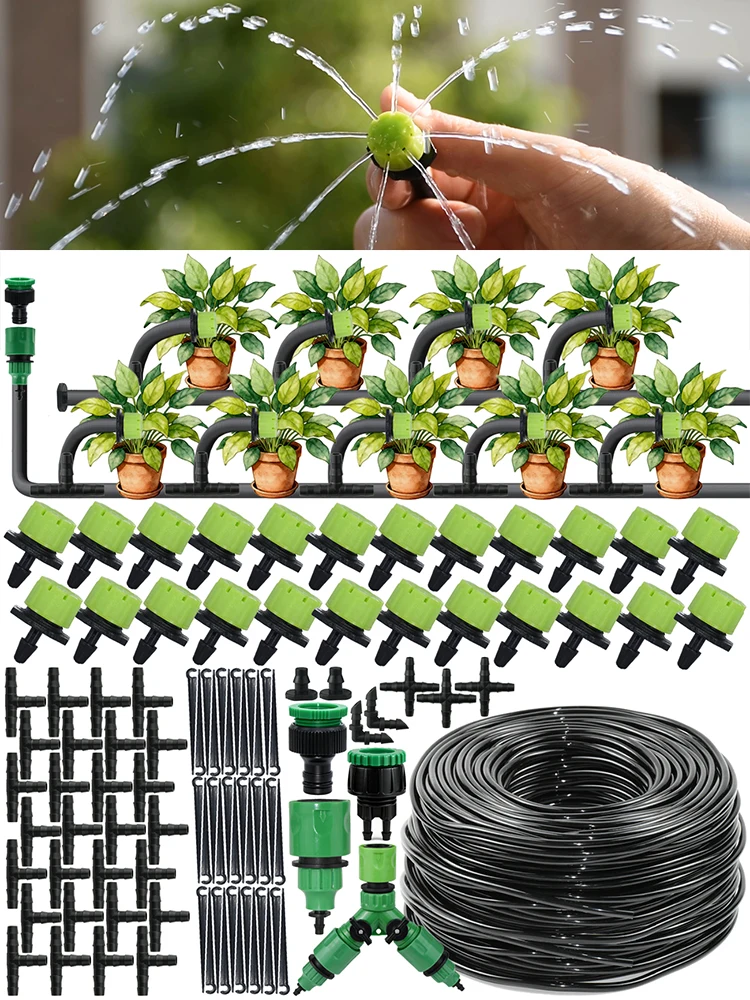 5-30M Tuin 1/4 ''Slang Druppelirrigatie Kit Automatisch Besproeiingssysteem Verstelbare Draagbare Waterbesparende Kasplant bloem - afbeelding 2