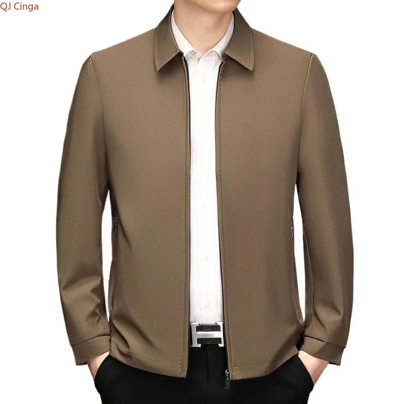 2026 New Men's Black Long-sleeve Collared Jacket, Zipper-controlled Switch Red Casual Coat, Navy and Khaki Tops. - view 4