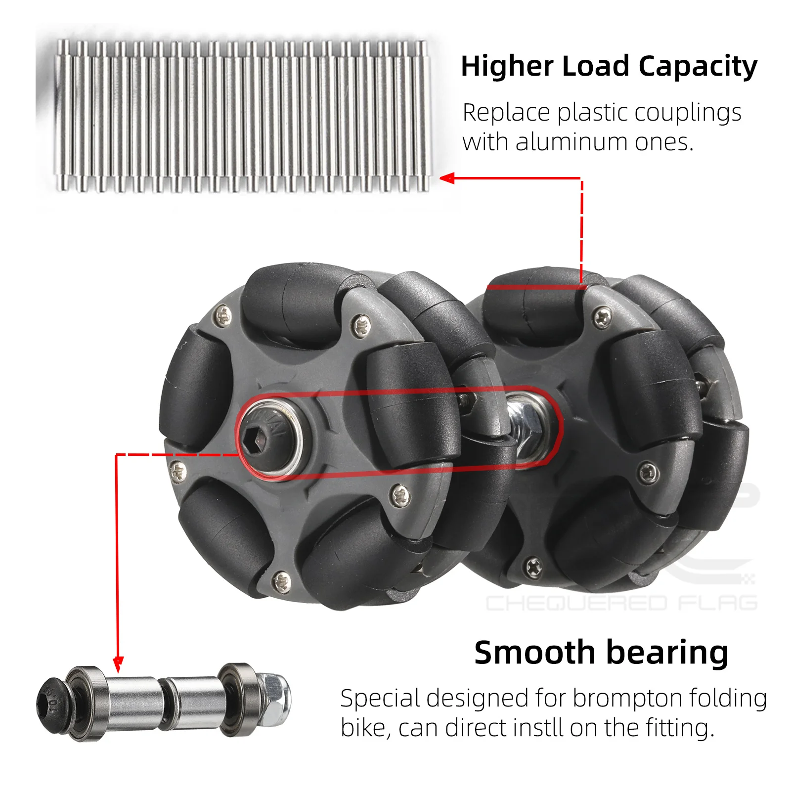 Omni raf kolay tekerlekler 58mm Brompton katlanır bisiklet makaralı aksesuarlar için rulman M6 * 60MM vidalar 10KG yük 브롬bearing Bearing Bearing