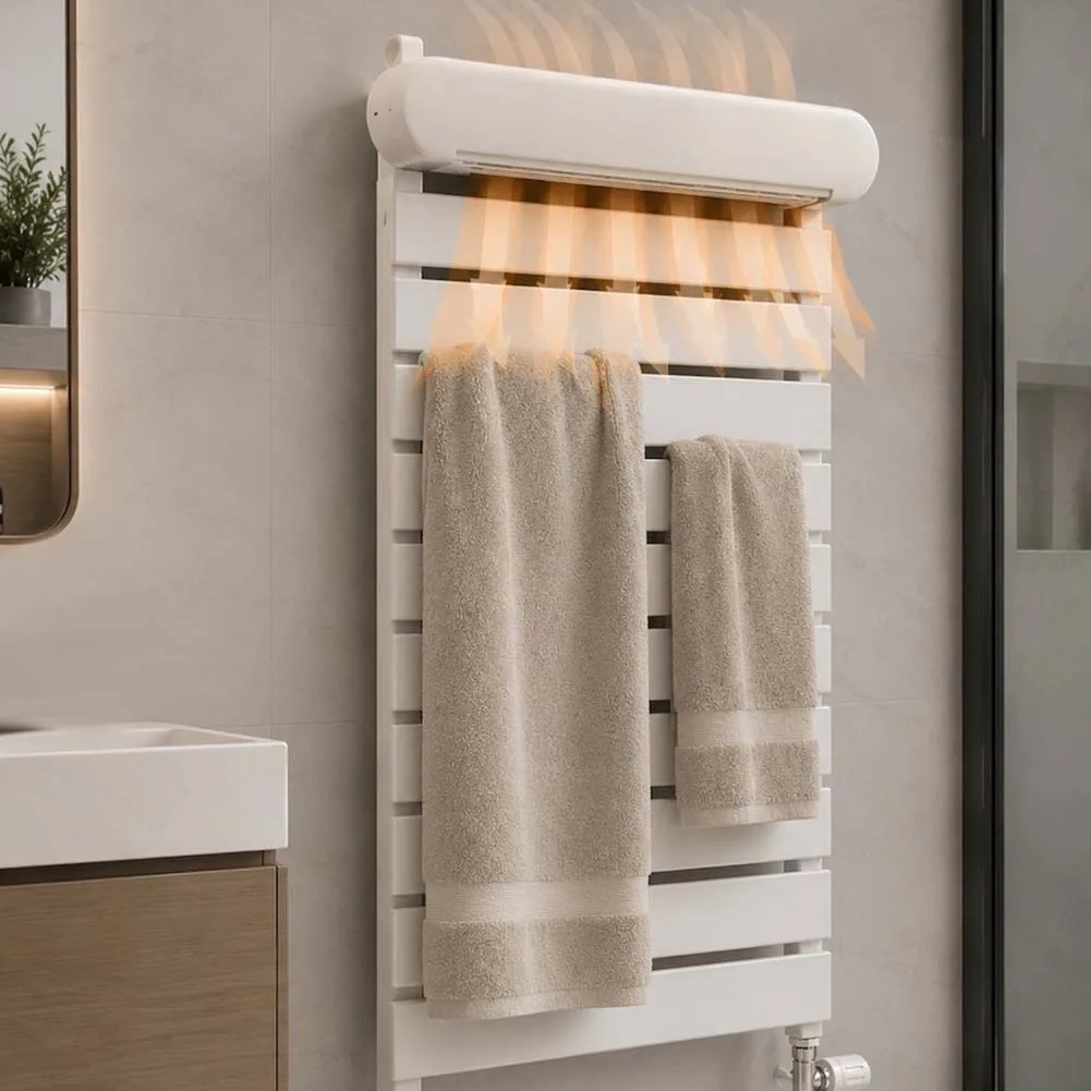 Smart 3 in 1 Fan for Radiator Heat Enhancement Heated Towel Rail and Desktop with 5 Wind Settings Digital Display and Timer