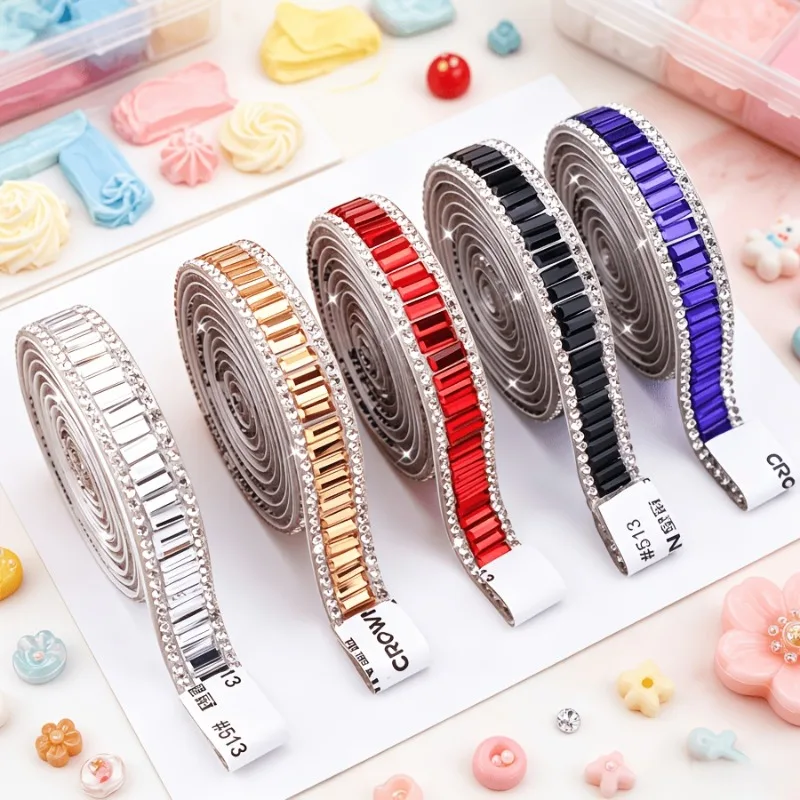 Self Adhesive Rhinestone Trim Roll, Crystal Diamond Ribbon Tape With Backing, Sparkly Bling Wrap Strip For Gift Box Packaging
