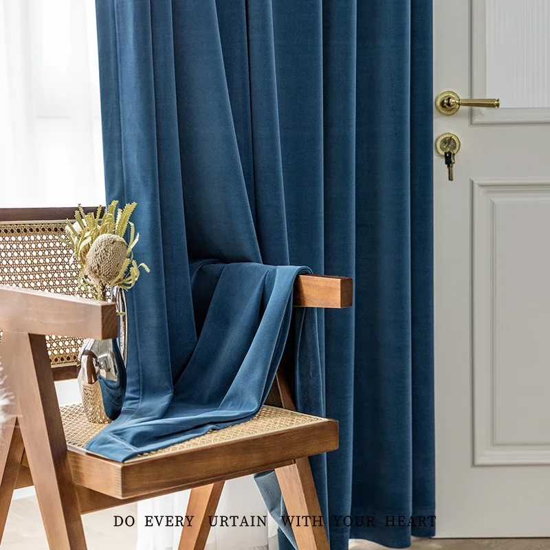 Nordic Luxury Australian Cashmere Window Curtain Classic Thickened Full Shading Noise Prevention Curtain for Living Room Bedroom