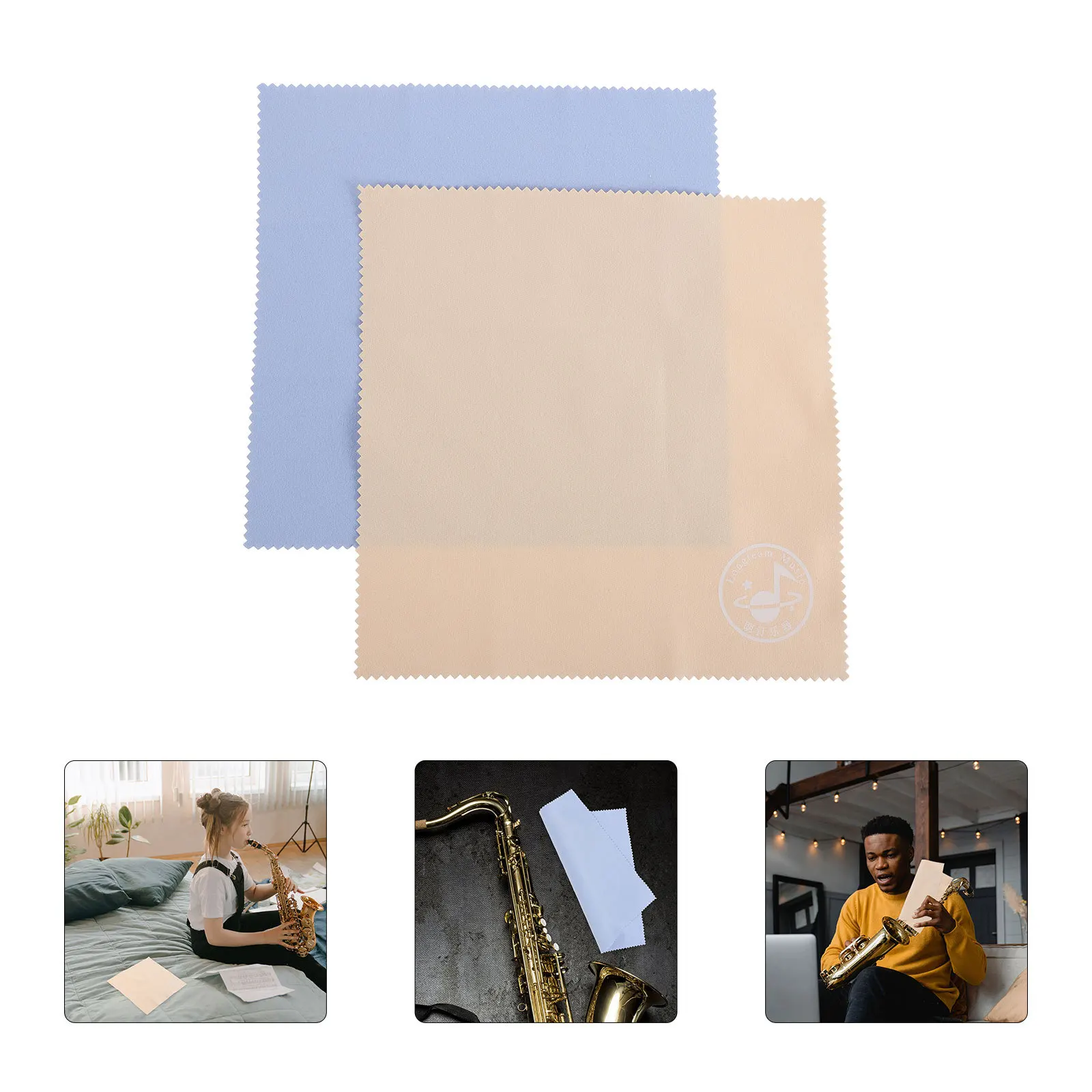 

2Pcs Musical Instrument Cleaning Cloth Soft Polishing Cloth for Guitar Violin Piano Saxophone Flute Maintenance Kit