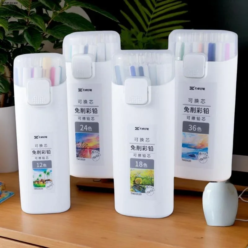 

12/18/24/36 цветов автоматический карандаш цветной грифель гладкое письмо школьный офис эскизы живопись письмо канцелярские принадлежности