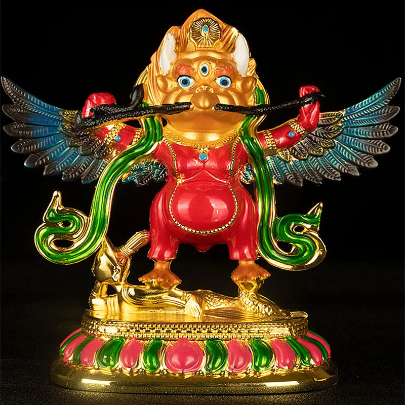 Tibetan Buddhist Alloy Metal Gilding Colored Fengshui Suppliers Lucky Roc Garuda Great Golden-winged Peng Bird Character