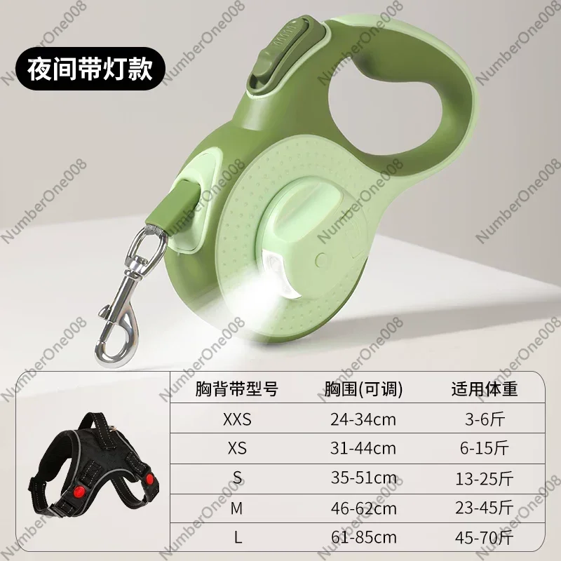 3M 5M Automatic Dog Leash With LED Light Retractable Pet Leashes With Poop Bag Holder Multi-functional Pet Lead For Big Dog