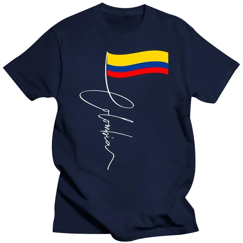 Graphic Cotton Streetwear Short Sleeve Birthday Gifts Summer Style T-shirt Colombia Signature Flag Pole Colombian Flag T Shirts