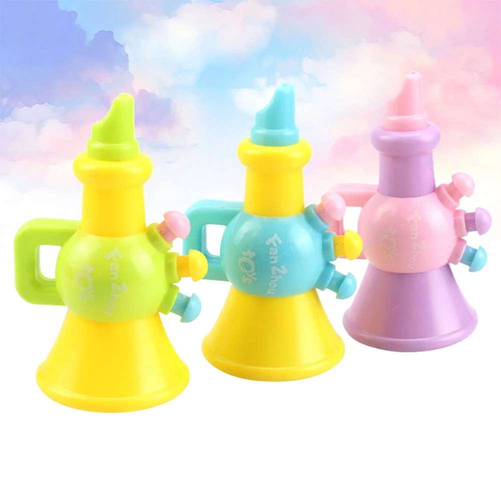 5pcs Cartoon Trumpet Toys Baby Horn Toys Plastic Creative Horn Playthings for Kids Children Toddlers (Random Color)