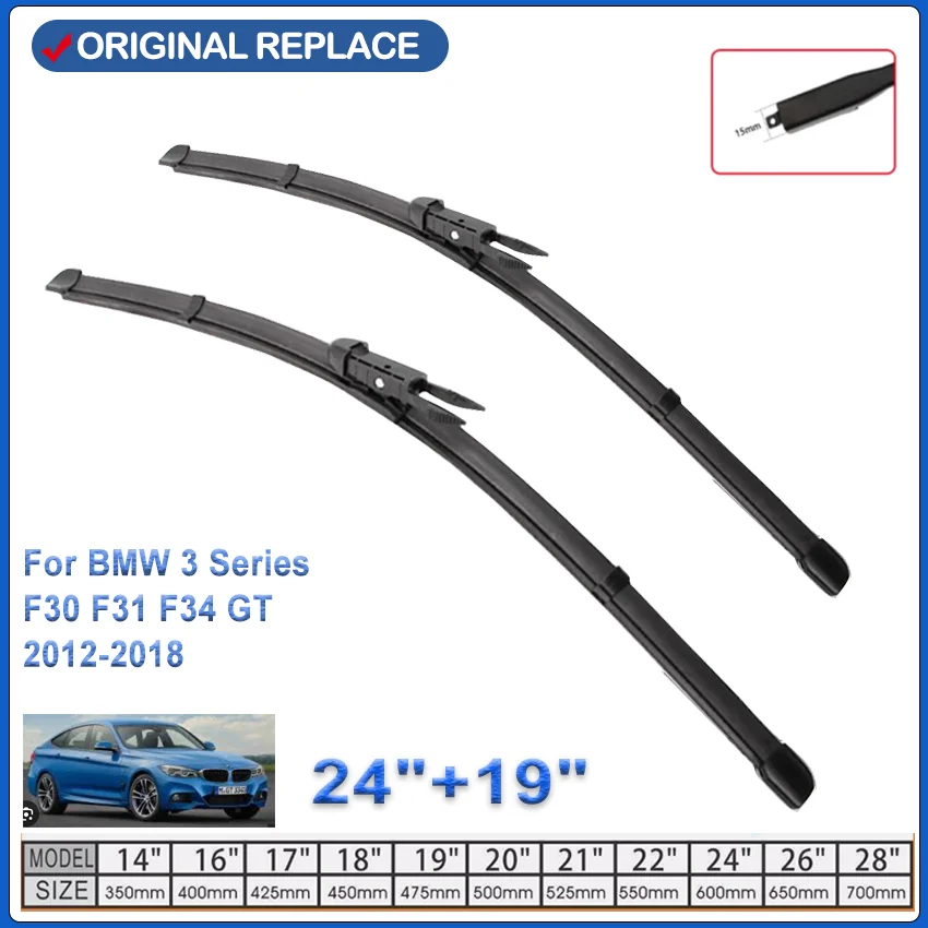 For BMW 3 Series F30 F31 F34 GT 2012-2018 Car Wiper Blades Brushes Windshield Windscreen Accessories Washer 335i 328i 320d 340i