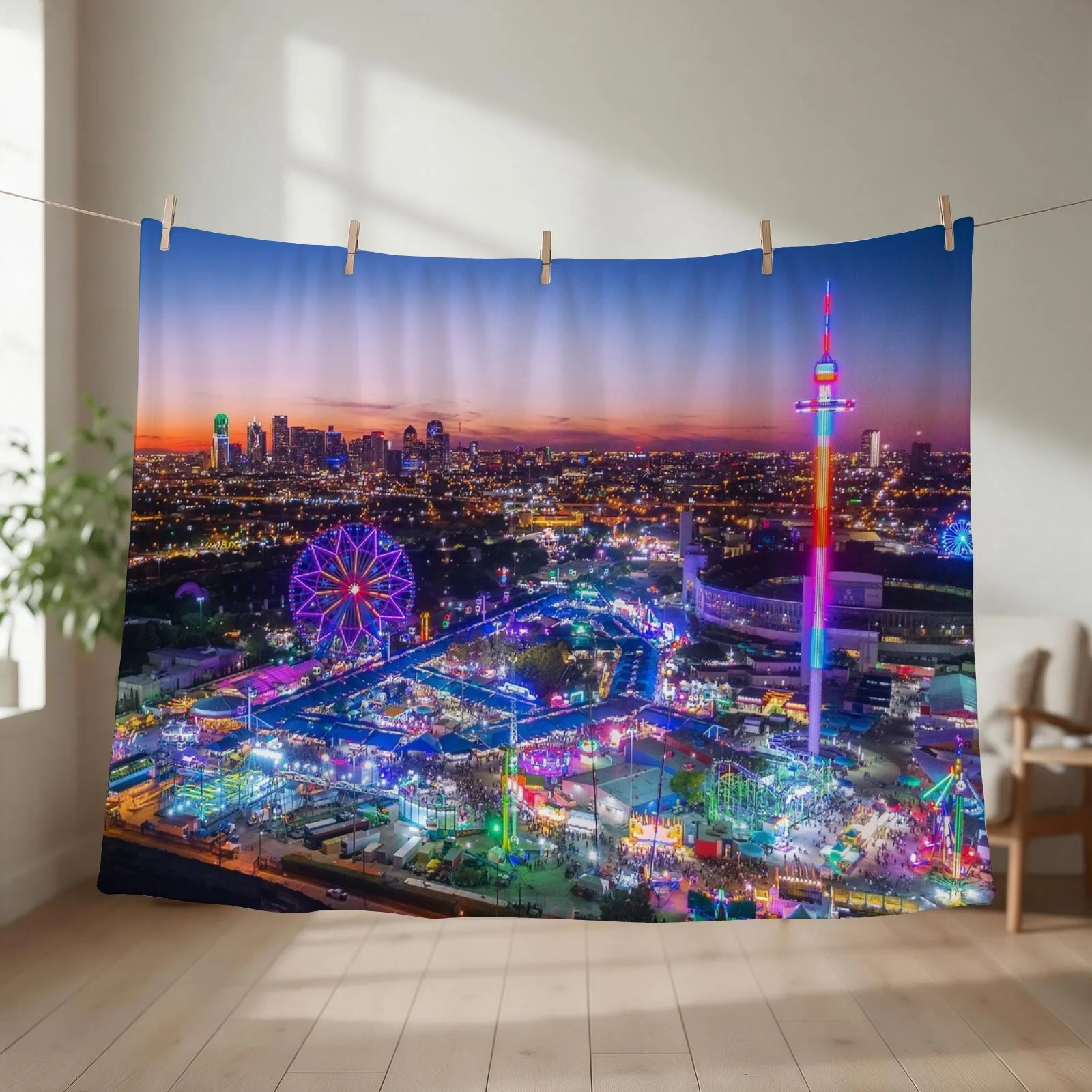 Texas State Fair From Above Throw Blanket couch cozy soft plush fuzzy picnic outdoor blanket