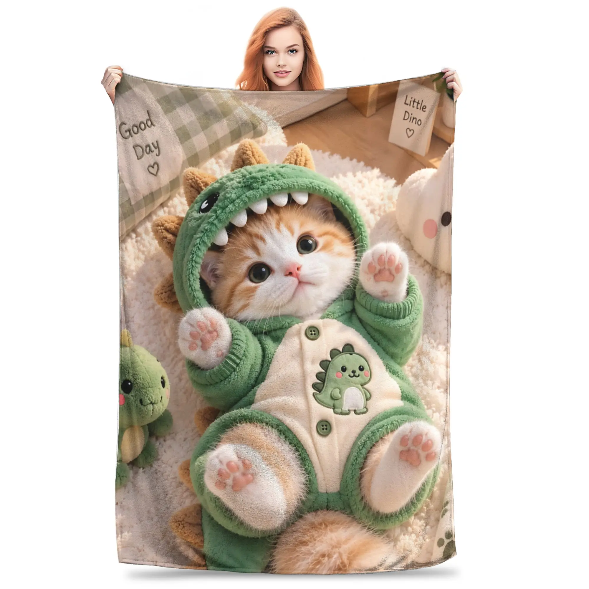 1PC British Shorthair Cat  Winter Blankets for Adults Bedding Home Interior Sofa Knee Black Friday Deals