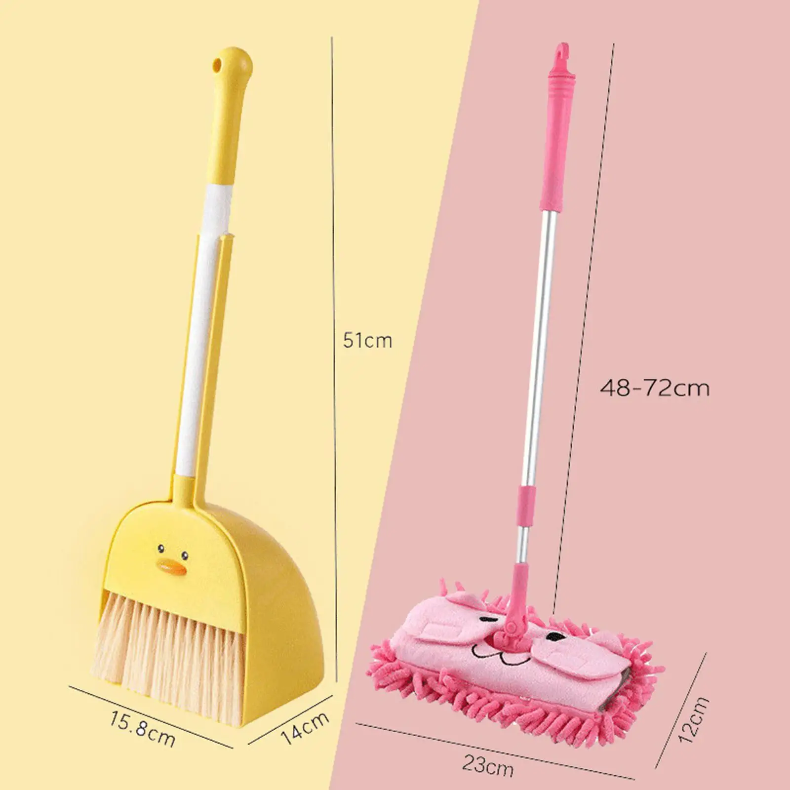 Pretend Play Early Learning Play House Toy Mini Broom with Dustpan Mop for Kids