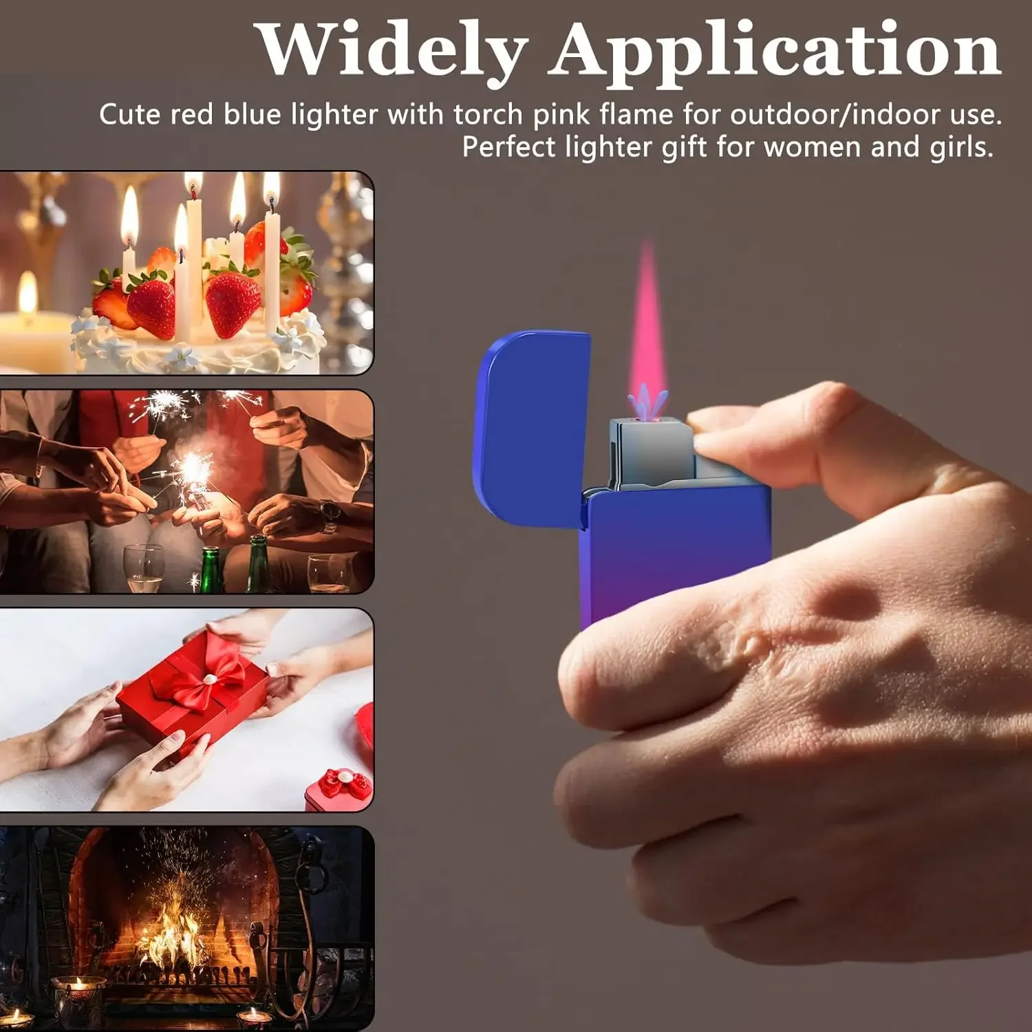 

Металлическая зажигалка с розовым пламенем, ветрозащитная бутановая газовая зажигалка, градиентная карманная турбо-зажигалка для кемпинга, барбекю, аксессуар для курения