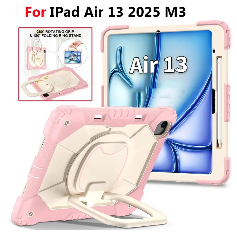 

Детский бронированный чехол для нового iPad Air M3/M2, 13-дюймовый чехол 2025 для iPad Pro 13 2024 M4, планшета Funda 360 ° Вращающийся противоударный чехол