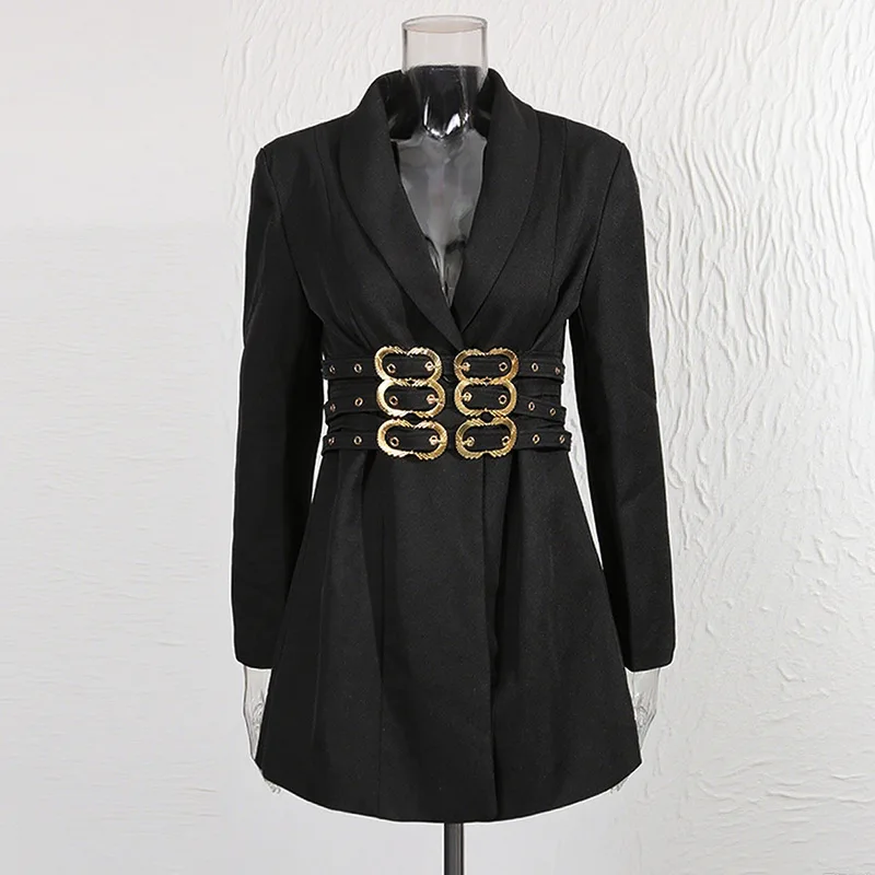 HKSH Women Blazer Solid Color Belted Waist Cinching Slim Fit Fashion Elegant Temperament Chic Ins Coat New Spring Autumn HK10754