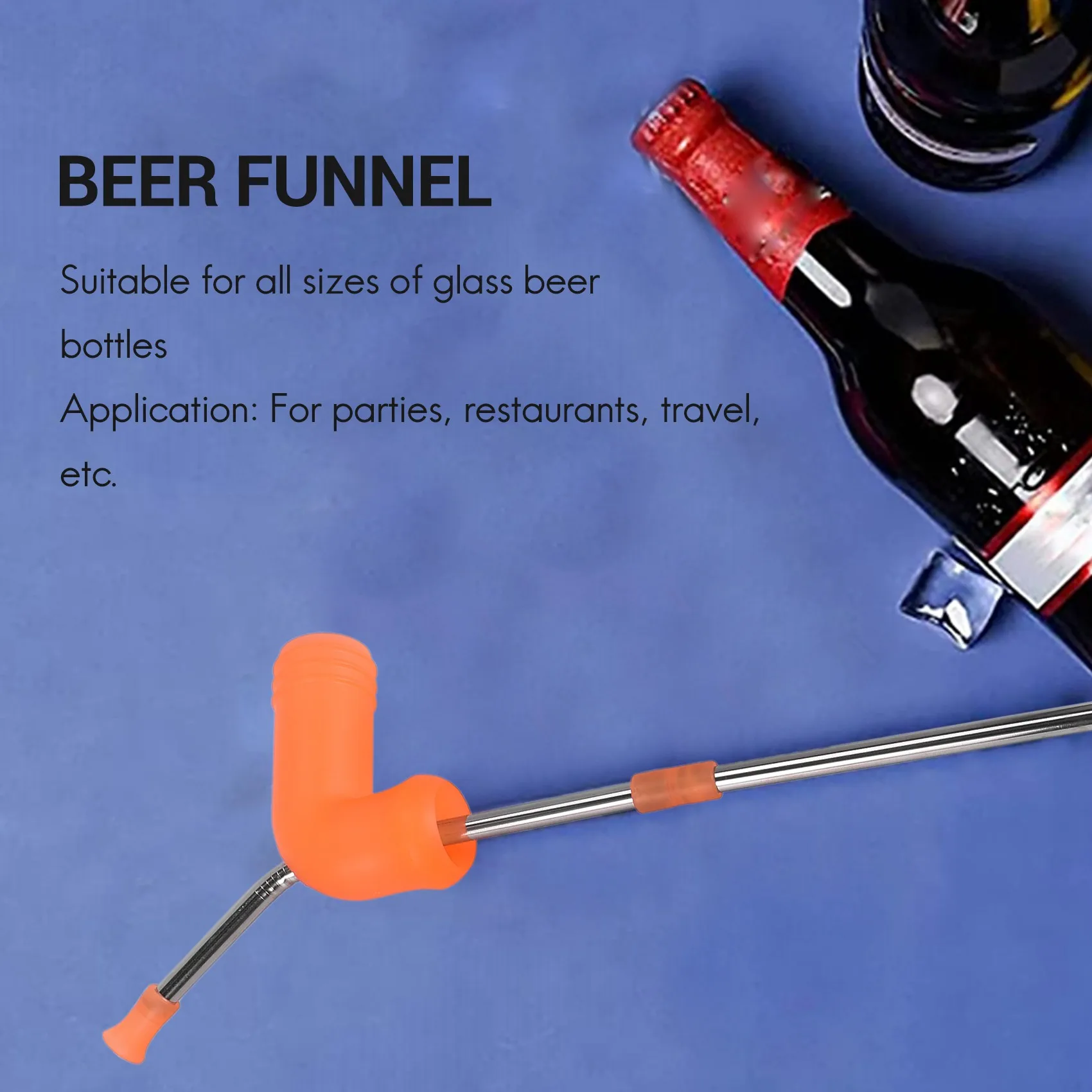 Beer Snorkel, Double Beer Snorkel, Beer Dispenser Orange