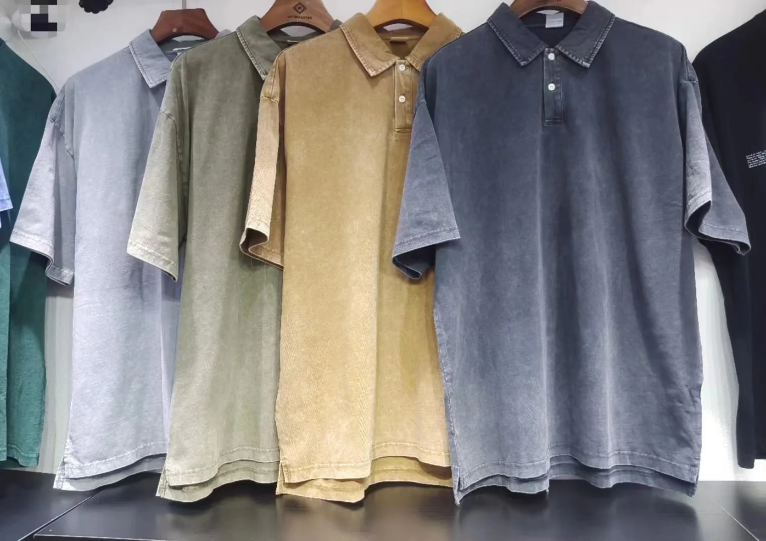 275g Lapel Polo shirt Oversized Acid Washed Tee Retro Punk T-shirt For Men's Women's 100% Cotton Harajuku Casual Streetwear Top