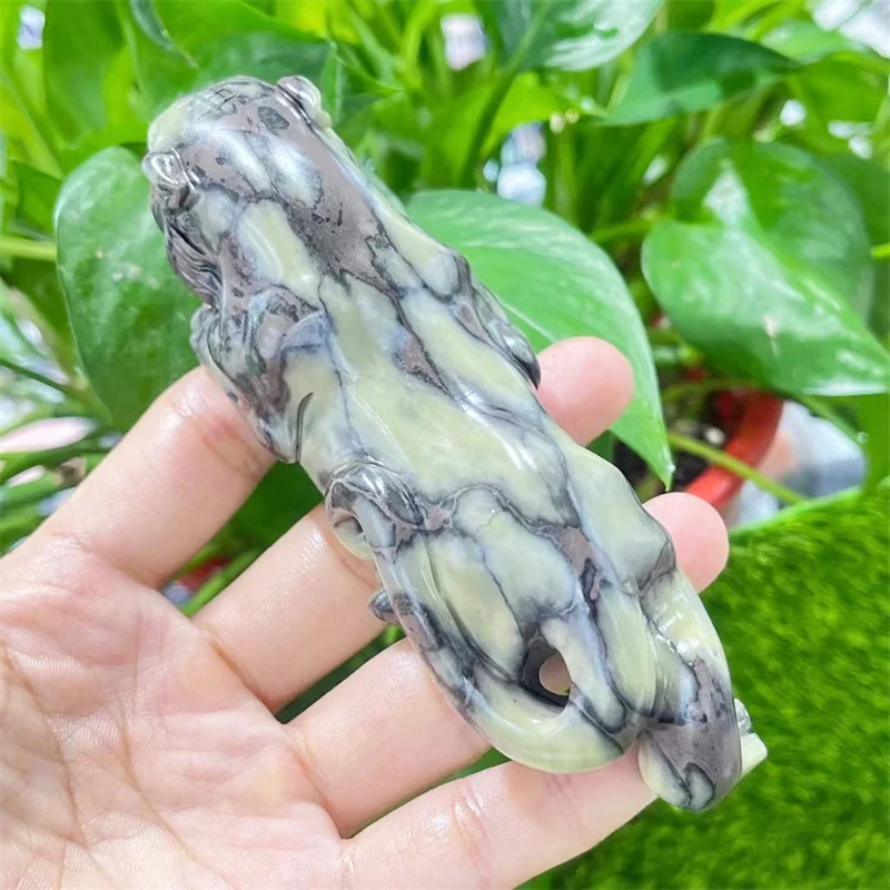 12CM Natural Colorful Stone Cheetah Carved Crystal Craft Polished Quartz Healing Gemstones For Home Room Decoration 1pcs