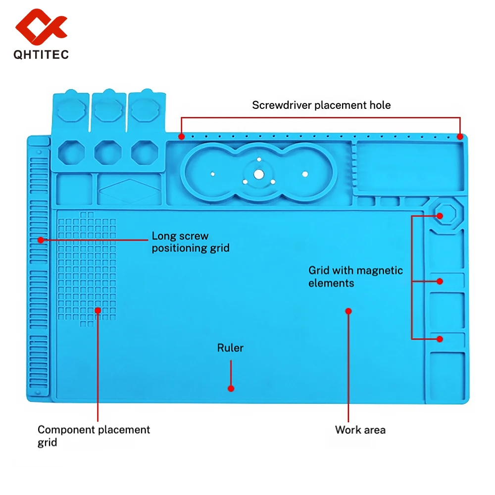 Soldering Mat ESD Antistatic 500 ° Heat Resistant Insulation Work Mat Multifunctional Silicone Repair Pad Maintenance Platform