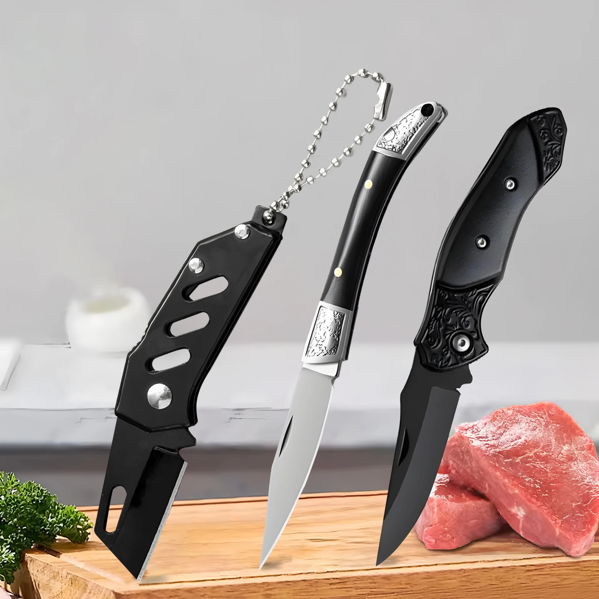 3PCS,Folding Knife Stainless Steel Folding Fruit Vegetable Peeling Paring Knife Cooking knife Portable Knife Kitchen knife