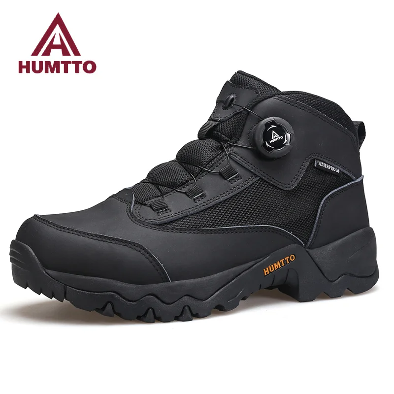 HUMTTO Waterproor Leather Men Boots Winter Platform Ankle Boots for Male Black Men\'s Sneakers Luxury Designer Work Safety Shoes