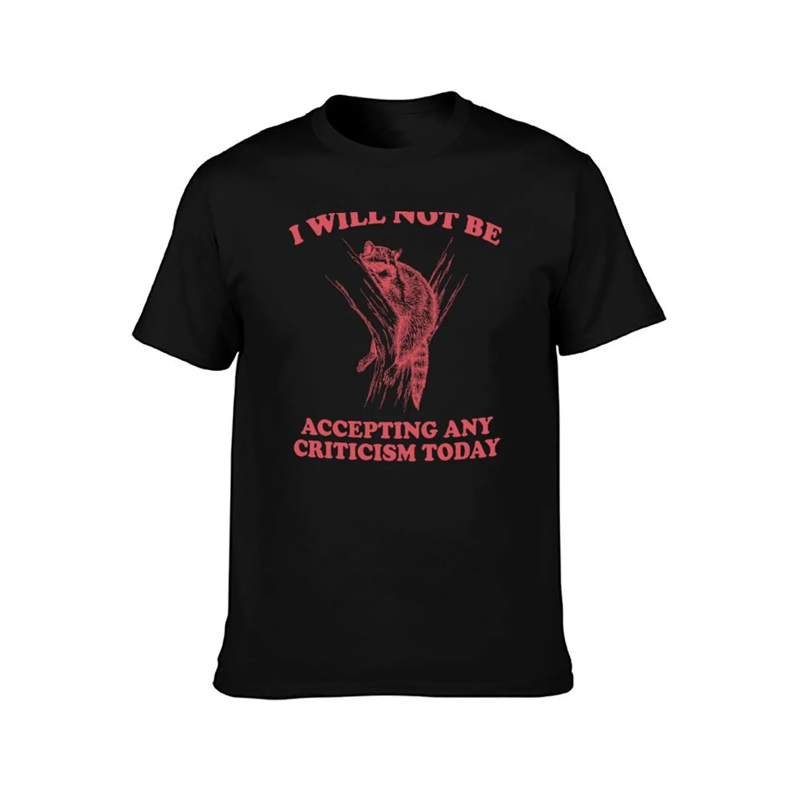 Will Not Be Accepting Any Criticism Today Retro Shirt, Funny Raccoon Meme T-Shirt t shirts for man cotton funny T-Shirt