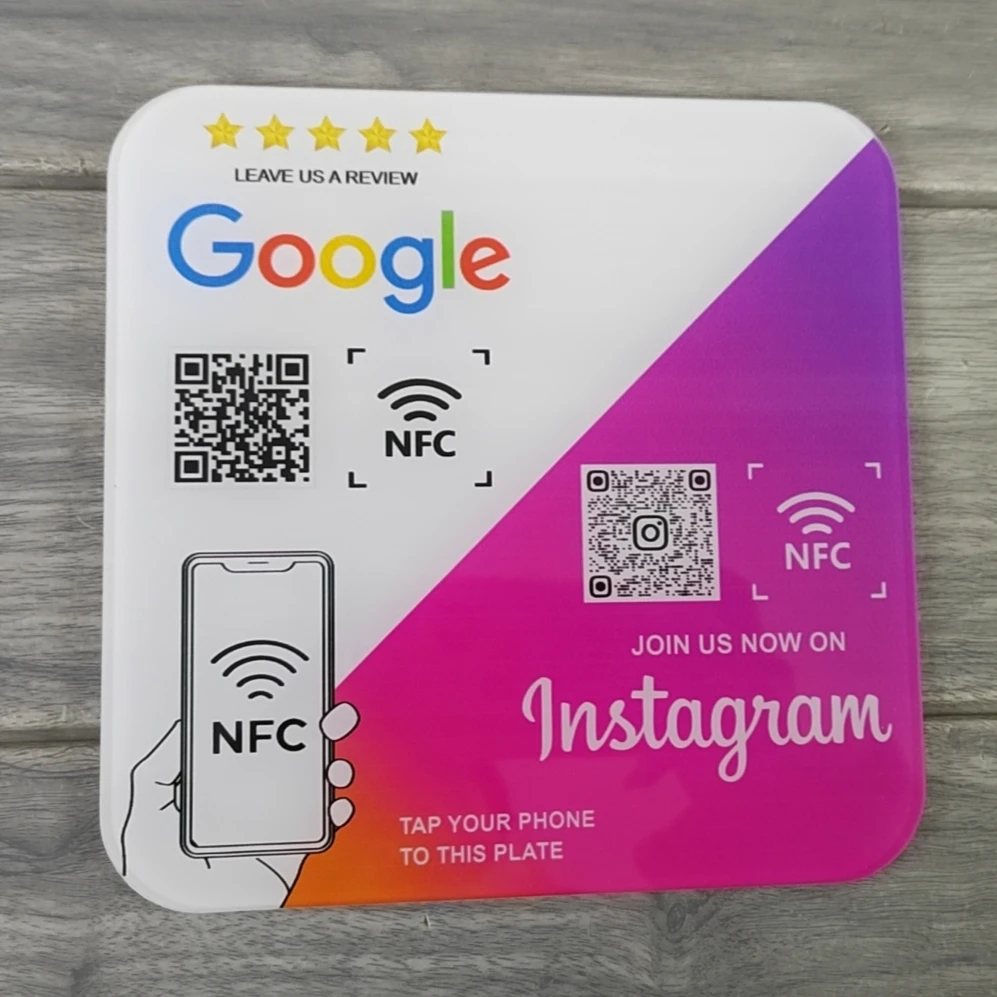 Imagem -03 - Acrílico Social Media Conectado Placa Toque ou Digitalização Contactless qr Code Sign Google Review qr Sticke Nfc qr Code Display em 1