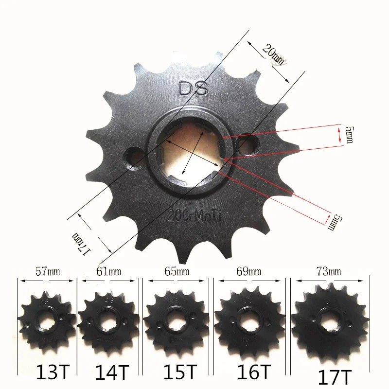 Motorcycle Front Engine 17mm 20mm 13T/14T 15T/16T/17T Sprocket For CBF125/150/CB190/RE250 Motorcycle teeth disk